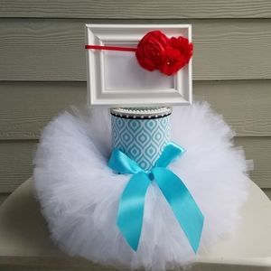 WHITE BABY GIRL TUTU SET SIZE 12 MONTHS